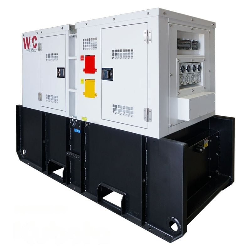 25kVA Welling & Crossley Kubota three phase hire diesel generator ED25KYE/3H with multiple outlets and base tank